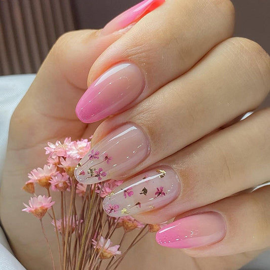 Adorable Flower Almond Nails, Soft Gradient and Romantic-Homeunderwear