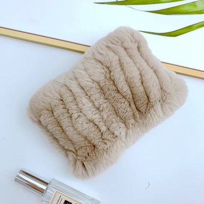 Warm Real Rabbit Fur Neck Warmer - Elastic Design