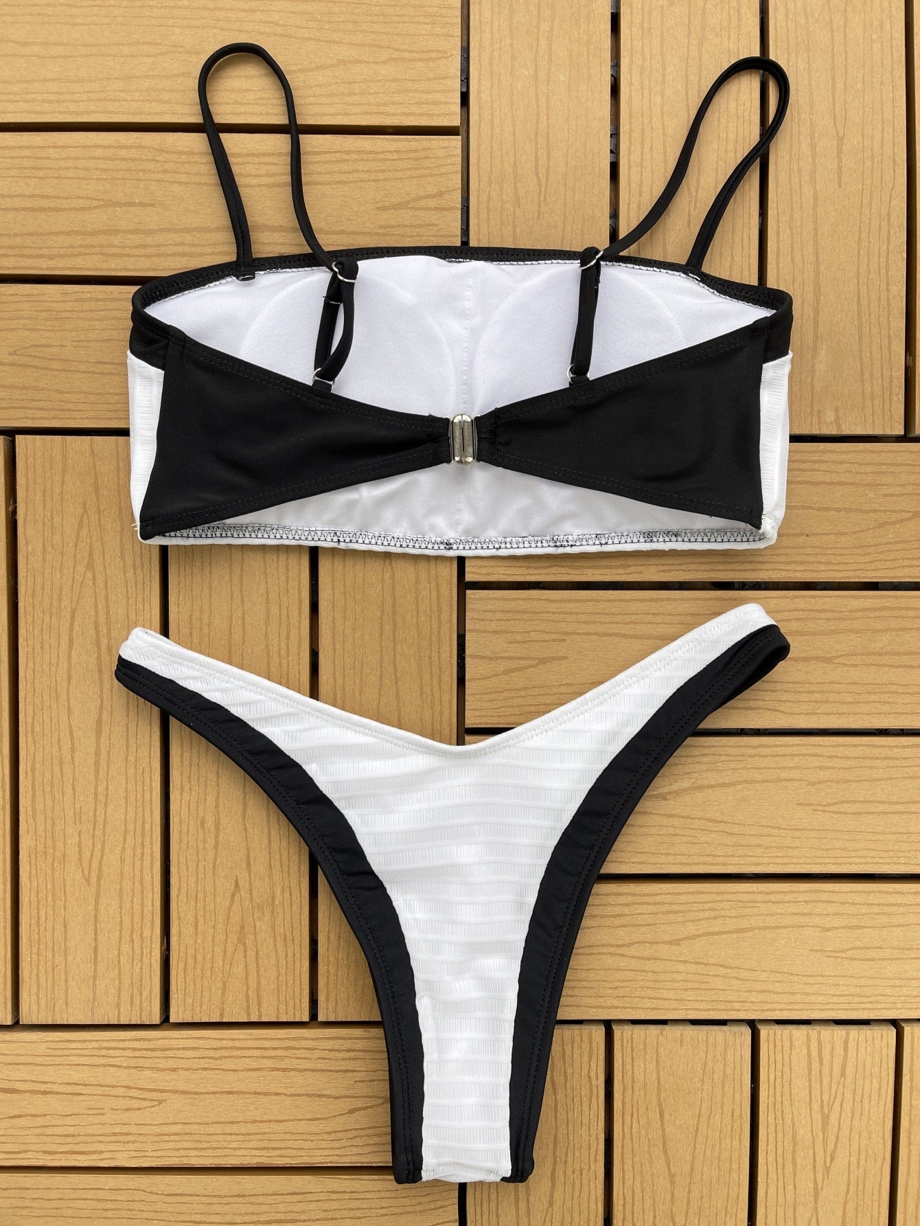 Sultry Elegance Black and White Mesmerizing Beach Look Bikini Swimwear