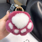 Genuine Rex Rabbit Fur Cat Paw Car Keychain Accessory