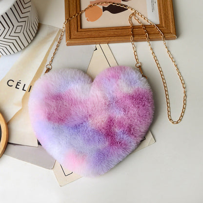 Heart-Shaped Fuzzy Crossbody Bag Winter