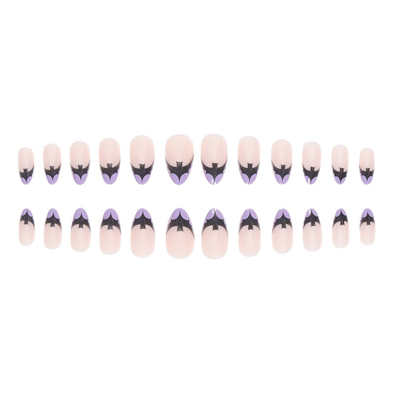 French Almond Bat Nail Extensions for Halloween