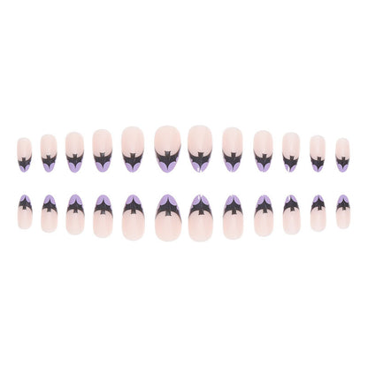 French Almond Bat Nail Extensions for Halloween