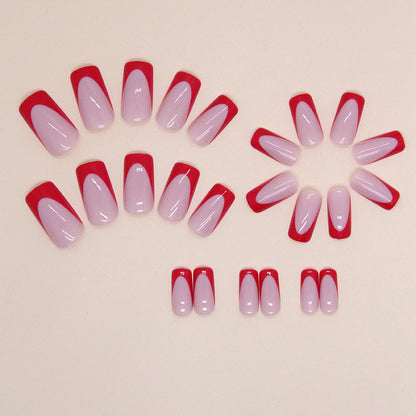 Mid-Length Red French Manicure Nails for Fashionistas