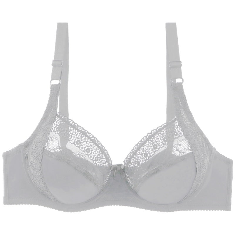 Plus Size Ultra-Thin Cup Semi-Sheer Lace Bra