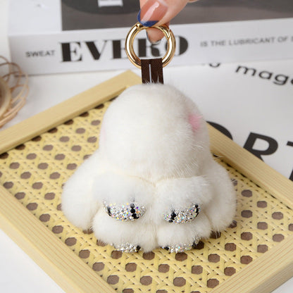 Cute Mini Faux Fur Bunny Charm - Keychain & Bag Accessory