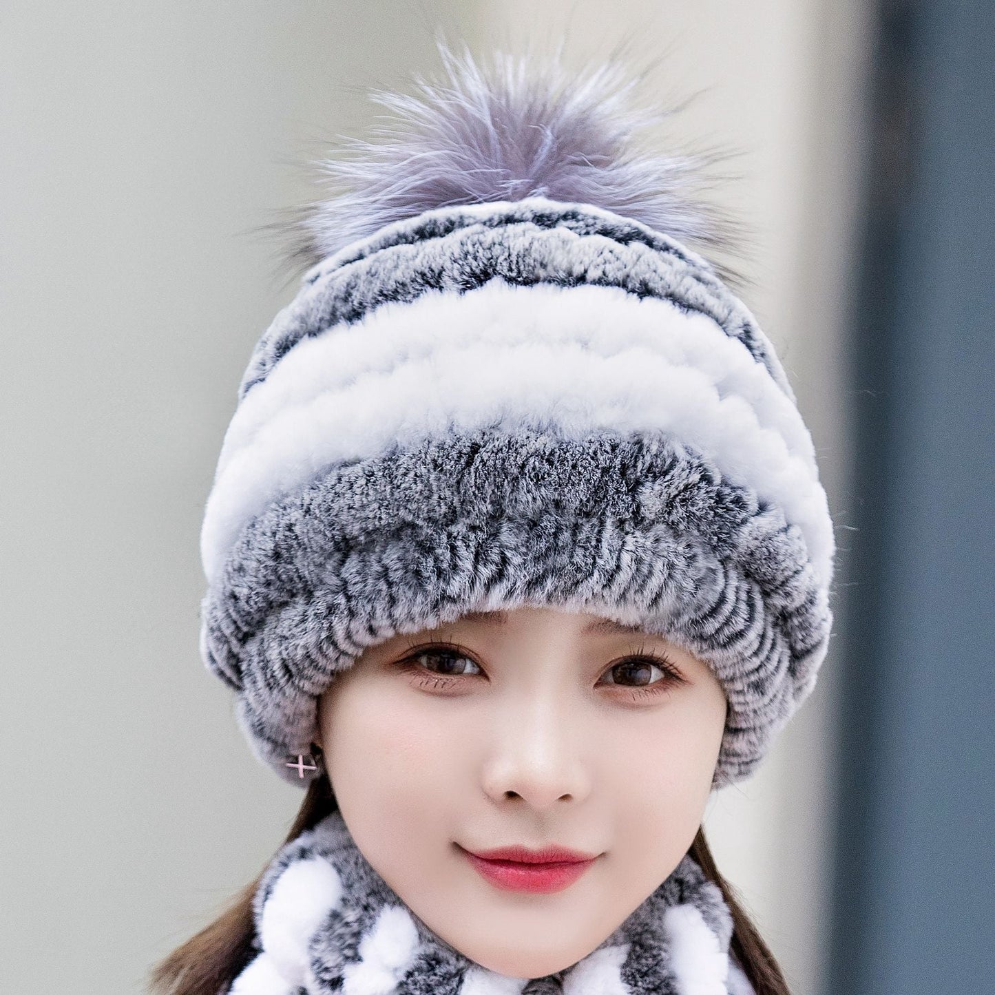 Winter Real Rabbit Fur Ear Flap Hat - Stylish & Warm