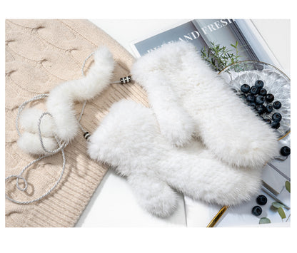 Cute Mink Fur Mittens - Neck-Hanging Winter Gloves