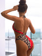 New Leopard Print Splice Monokini Swimsuit-homeunderwear