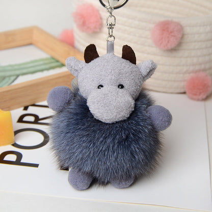 Cute Fuzzy Calf Keychain - Fashionable & Versatile