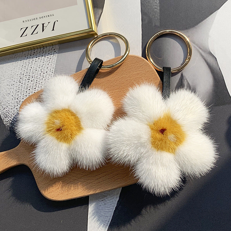 Mink Fur Fried Egg Sunflower Bag Accessory