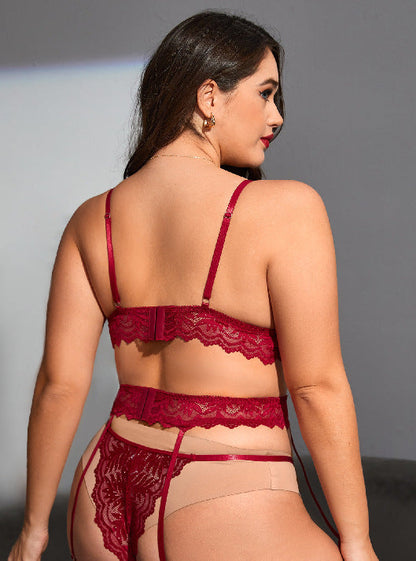 Red Three-Point Sexy Lace Bra Set