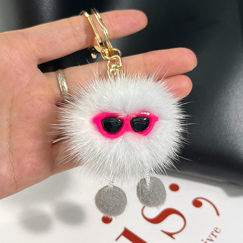 Cute Mink Fur Coal Ball Keychain - Trendy Toy Charm