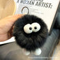 Cute Real Rabbit Fur Coal Ball Keychain Plush Toy