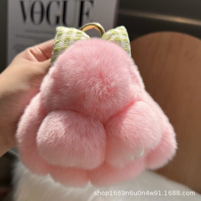 Real Fur Lying Rabbit Bag Charm Keychain