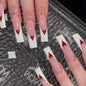 Valentine's Long Heart French Nail Extensions, Detachable