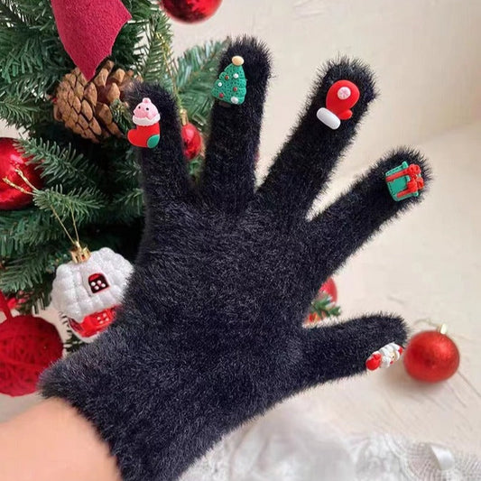 Knitted Christmas Couple Gloves