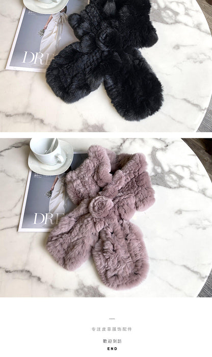 "Fashionable Real Rabbit Fur Scarf - Winter Accessory