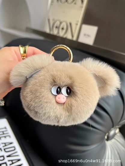 Cute Rabbit Fur Pig Keychain Plush Toy