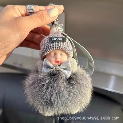 Foxy Sleepy Charm - 10cm Fluffy Keychain Decor