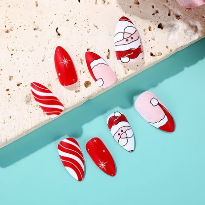 Christmas Red Santa Claus Short Waterdrop Press-On Nails