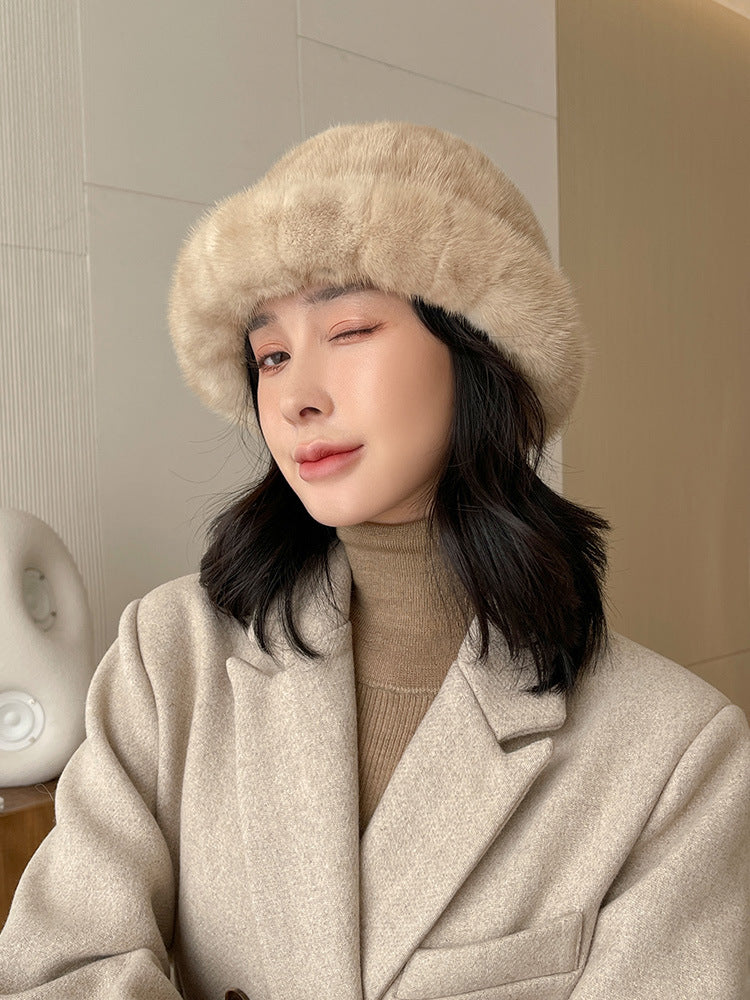 Elegant Mink Fur Beret - Warm Winter Accessory