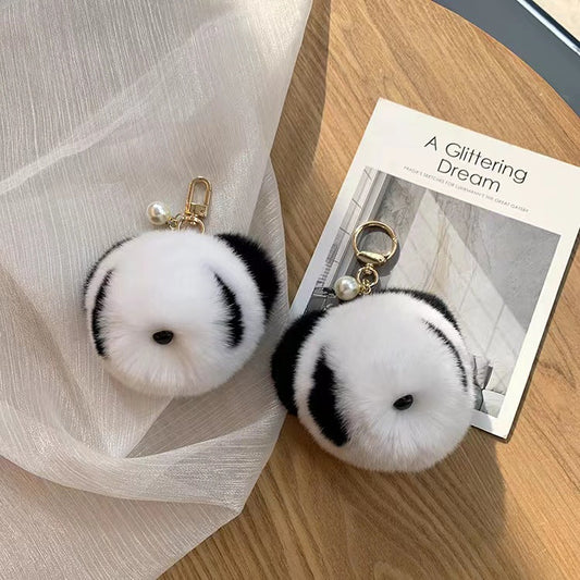 Cute Otter Rabbit Fur Panda Keychain Plush Toy Gift