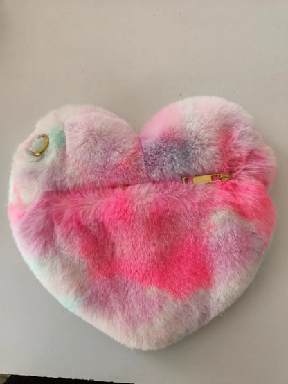 Heart-Shaped Fuzzy Crossbody Bag Winter