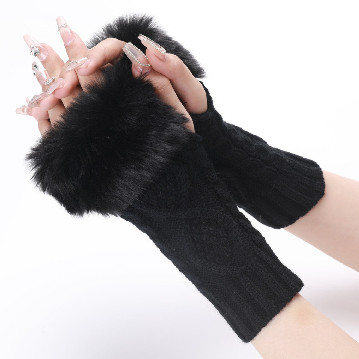 Short Woolen Knitted Gloves