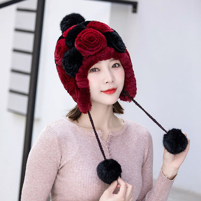 Winter Real Rabbit Fur Ear Flap Hat - Stylish & Warm