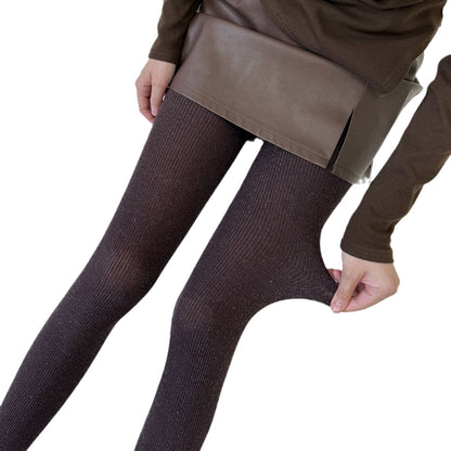 Spring and Autumn Small Bright Silk Slightly Flash Silver Silk Mixed Line Vertical Strip Leggings Pantyhose