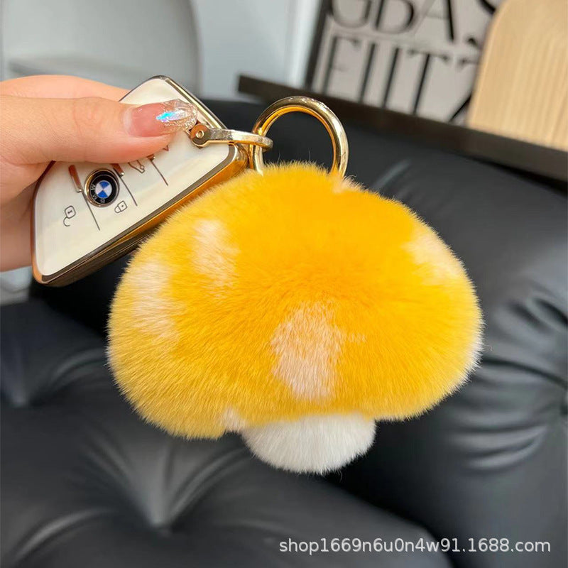 Cute Otter Fur Mushroom Keychain Plush Toy Gift