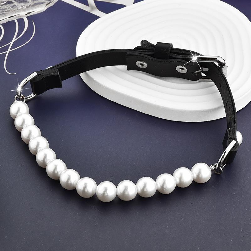 New Leather Pearl Choker