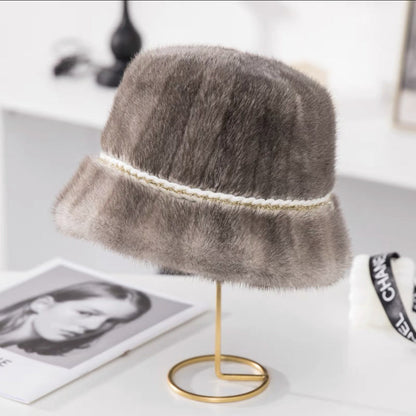 Warm Mink Fur Bucket Hat - Ear Flap Design