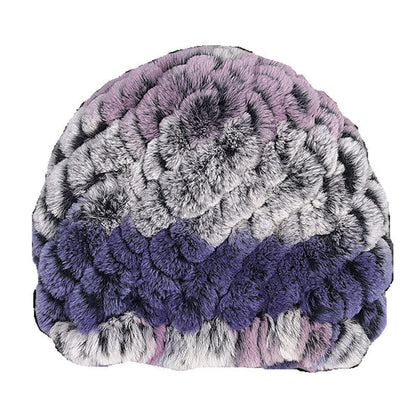 Warm Real Rabbit Fur Winter Hat for Seniors