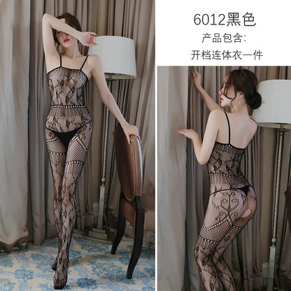 Sexy Suspender Hollow Open One-Piece Netsuit Lingerie