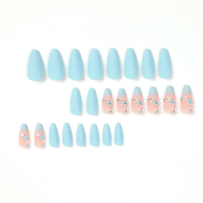 Removable Matte Blue Gradient Nail Tips