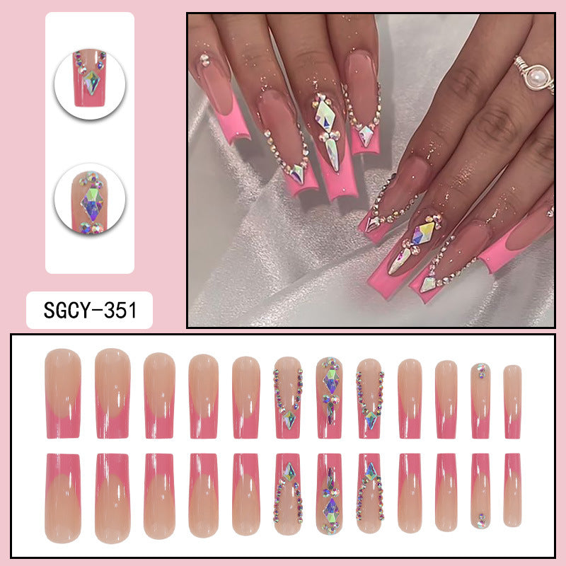 Long French Tip Luxury Nail Extensions, Sweet Style