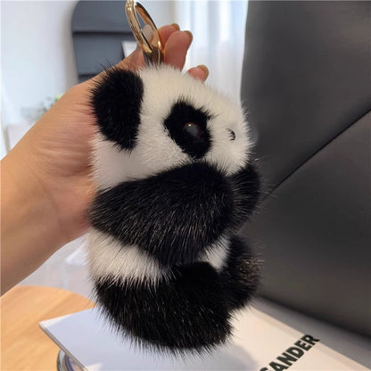 Cute Faux Mink Panda Keychain Plush Toy Accessory