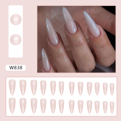 Long Aurora Pointed Nails, Chic Nude Color Design