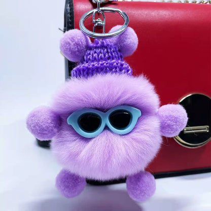 Cute Fuzzy Coal Ball Charm - Keychain & Bag Accessory