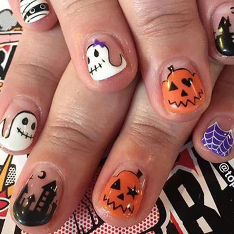 New FashionHalloween Bat and Ghost Face Nail Tips