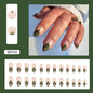 Glamorous Emerald Green French Nail Art with Gold Trim