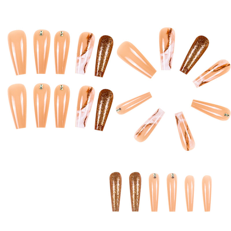 Gold Powder Ombre Diamond Nail Tips