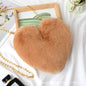 Fashionable Faux Fur Heart-Shaped Bag - Chain Crossbody Purse