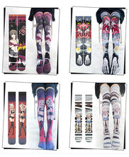 Spring and Autumn Print Japanese Lolita Cute Anime Knee Long Tube Velvet Socks