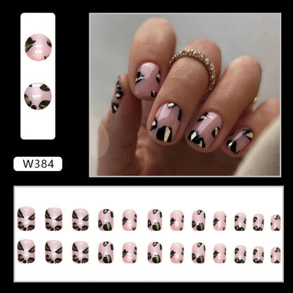 Aurora Pink Leopard Short Fall Nails - Sweet & Edgy