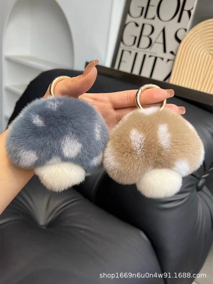 Cute Otter Fur Mushroom Keychain Plush Toy Gift