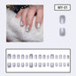 2024 New Korean Style Gray White Cat Eye Nails, 30pcs Cute Fake Nails