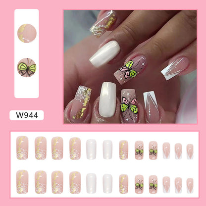 Mid-Length Aurora Gold Foil French Nails, Sweet and Edgy